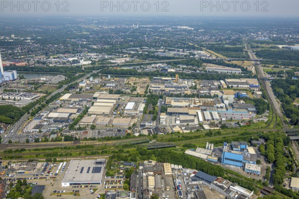 Aerial view, industrial area West 2, industrial area Zum Eisenhammer, Oberhausen, Ruhr area, North