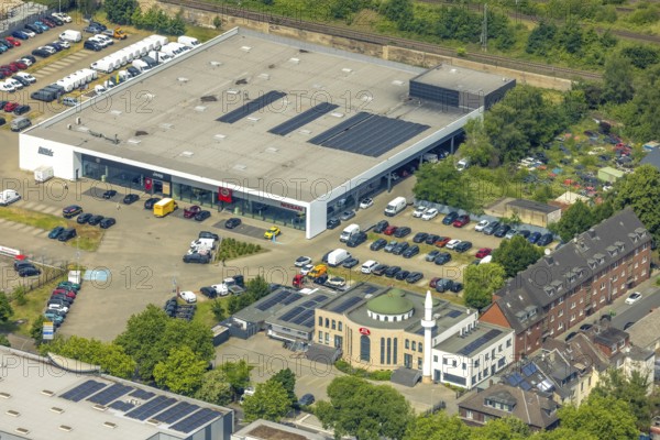Aerial view, Autohaus Bernds, DITIB Zentralmoschee Oberhausen an der Duisburger Straße, Oberhausen,