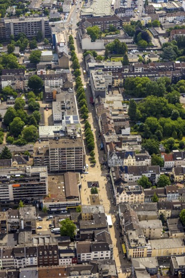 Aerial view, pedestrian zone Marktstraße with tree avenue, between Gewerkschaftsstraße and