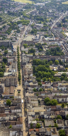 Aerial view, pedestrian zone Marktstraße with tree avenue, between Gewerkschaftsstraße and