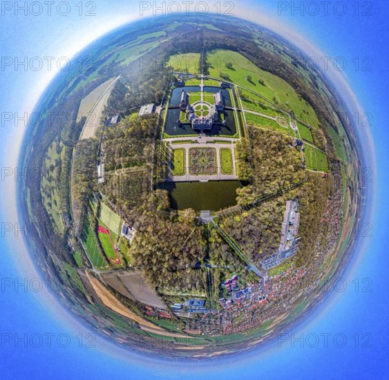 Aerial view, Nordkirchen Castle and castle park, Oranienburg, Orangery, former residence of the