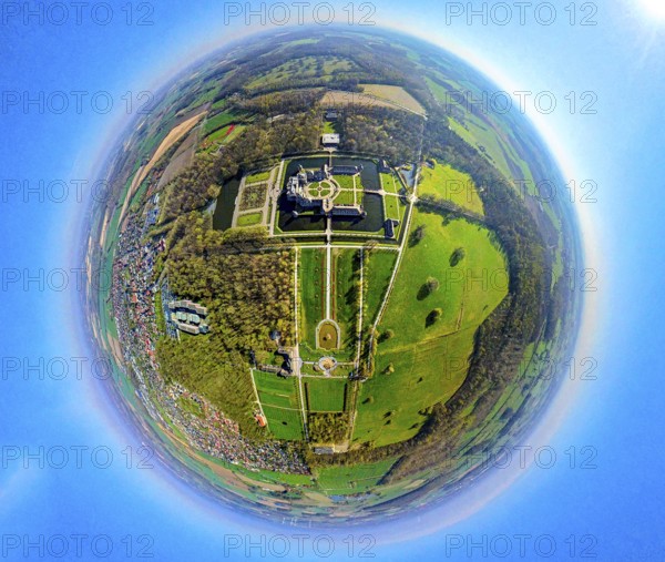 Aerial view, Nordkirchen Castle and castle park, Oranienburg, Orangery, former residence of the