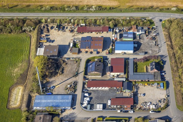Aerial view, commercial area Aspastraße, Nordkirchen, Münsterland, North Rhine-Westphalia, Germany,