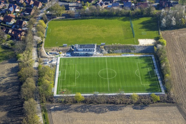 Aerial view, construction site football stadium of SC 1971 Capelle with new sports home, Capelle,