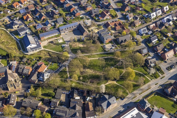 Aerial view, residential area, village view Capelle with primary school and village community