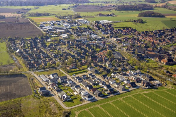 Aerial view, single-family houses, construction site, new building, residential area Capeller