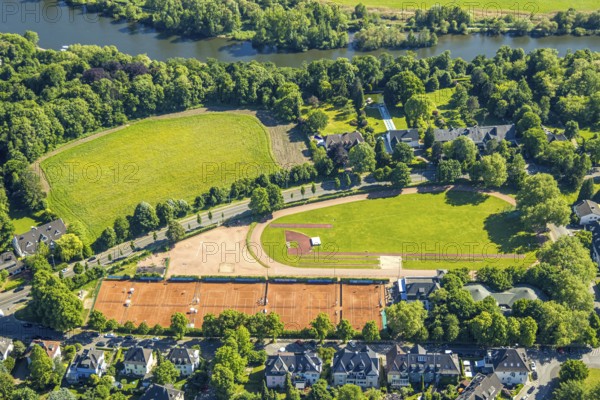 Aerial view, sports facility Kahlenberg with tennis courts Mülheimer Tennisverein am Kahlenberg e.V