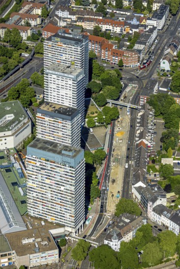Aerial view, Dickswall high-rise buildings and canal construction site Dickswall, Forum City,