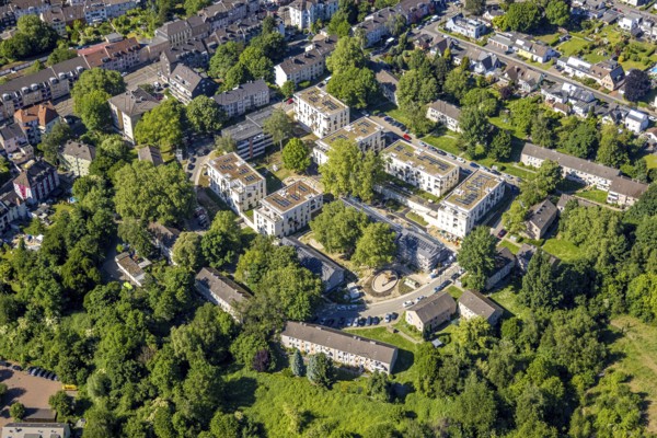 Aerial view, new building project multi-family houses residential area at Elisabeth-Selbert-Straße,
