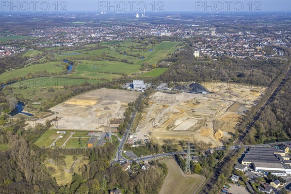 Aerial view, brownfield former STEAG power plant site, Lippholthausen, Lünen, Ruhr area, North