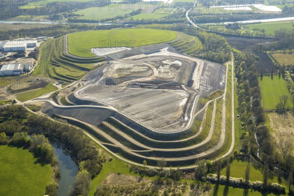 Aerial view, landfill site at Lünener Straße, Waltrop, Ruhr area, North Rhine-Westphalia, Germany,
