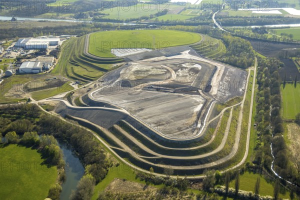 Aerial view, landfill site at Lünener Straße, Waltrop, Ruhr area, North Rhine-Westphalia, Germany,