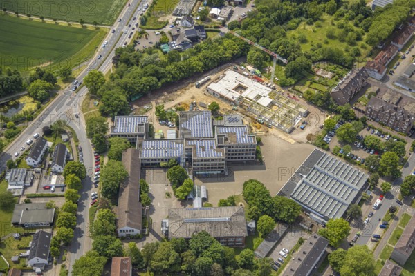 Aerial view, Mont-Cenis-Gesamtschule MCG, construction site with new building extension, Sodingen,