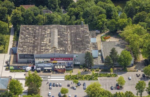 Aerial view, Hannibal-Arena ice rink in Revierpark Gysenberg, Börnig, Herne, Ruhr area, North