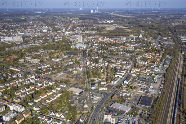 Aerial view, residential area, local view around Dortmunder Straße, Lünen, Ruhr area, North