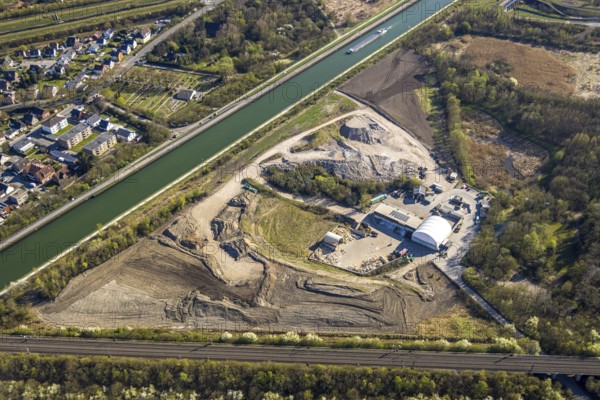 Aerial view, GWA recycling centre and landfill Lünen, Bückenkamp, at the Datteln-Hamm canal,