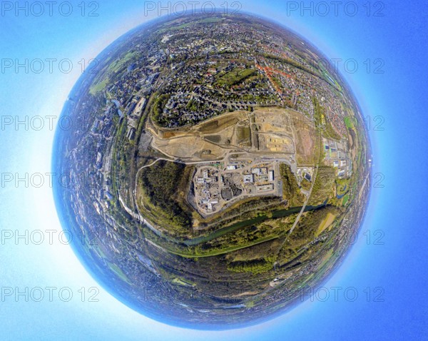 Aerial view, brownfield area Landschaftspark Viktoria Westfaliastraße for planned IGA 2027 and