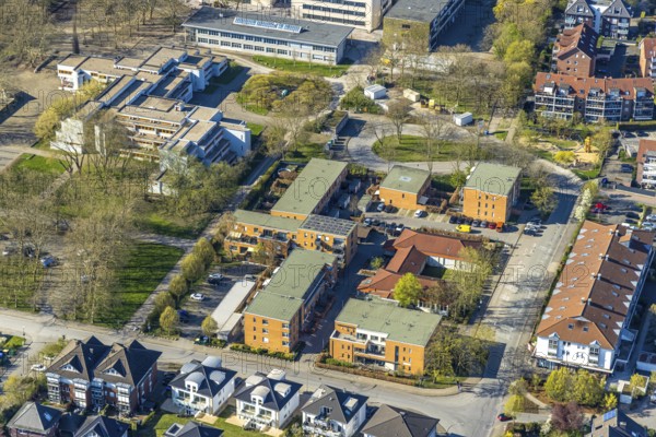 Aerial view, evang. parish Lünen, Heiland Gemeindehaus, Nordlünen, Lünen, Ruhr area, North