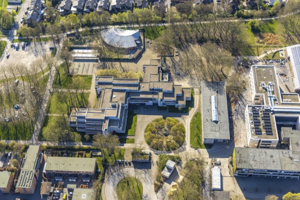 Aerial photo, Altlünen school centre, grammar school, Kita Small Munsterlander Lünen e.V.,