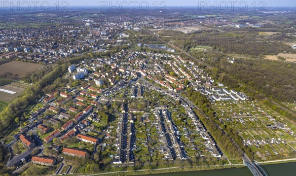Aerial view, residential area, local view, district Osterfeld, miners' housing estate Am Kanal,