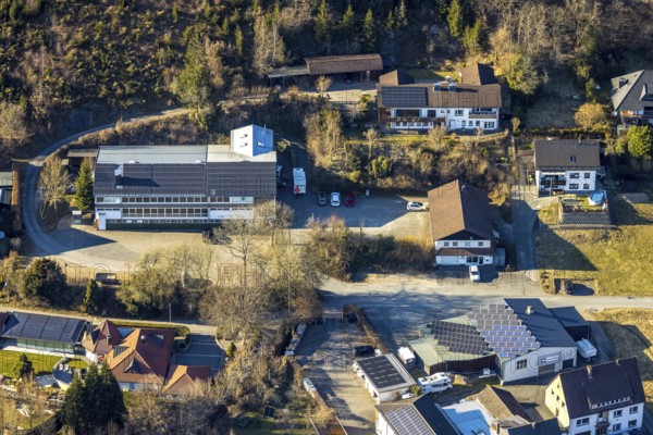 Aerial view, Schützenhalle Oedingen Schützenhaus, Oedingen, Lennestadt, Sauerland, North