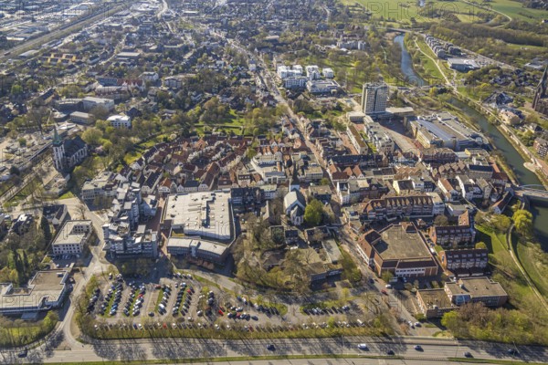 Aerial view, local view pedestrian zone Lange Straße, shopping centre at Christinentor and office