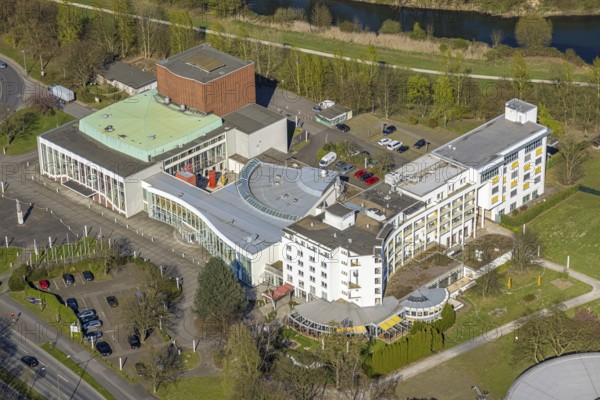Aerial photo, Heinz-Hilpert-Theater, Hansesaal and Ringhotel Am Stadtpark, Lünen, Ruhr area, North