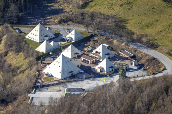 Aerial view, Galileo Park, Sauerland Pyramids, Meggen, Lennestadt, Sauerland, North