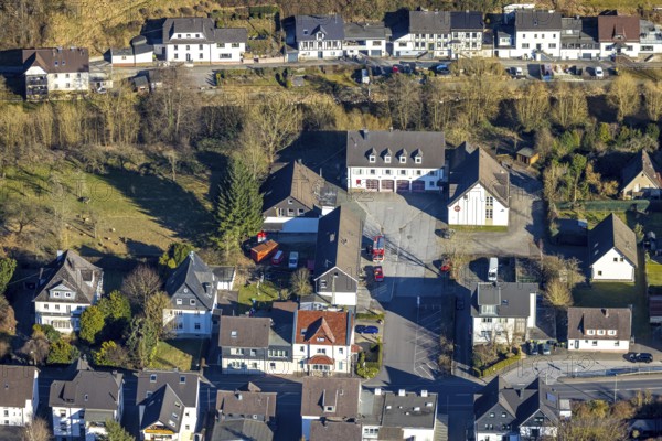 Aerial photo, fire brigade fire brigade group Meggen, Meggen, Lennestadt, Sauerland, North