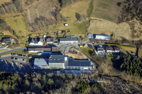 Aerial view, Burgweg industrial estate with Bals Elektrotechnik GmbH electrical appliance supplier,