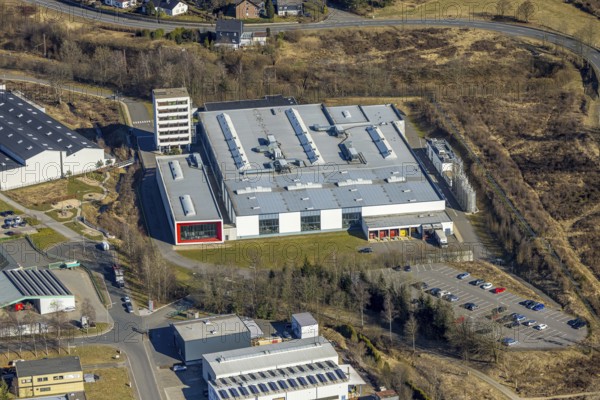 Aerial view, commercial area In der Welsmicke with Mennekes factory - manufacturer of electronic