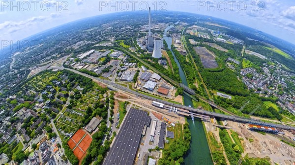 STEAG cogeneration plant Herne at the Rhine-Herne canal, left the motorway junction Herne large