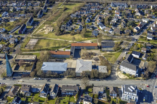 Aerial view, Halden secondary school, KEO primary school, Montessori Campus Westfalia - primary