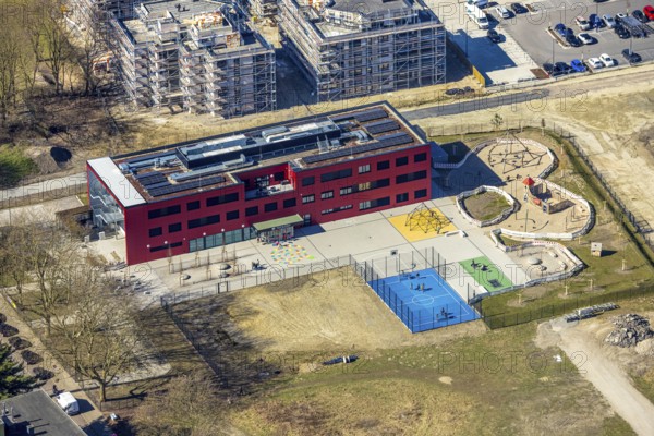 Aerial view, Kaiserquartier Herne, construction site with new construction of a residential complex