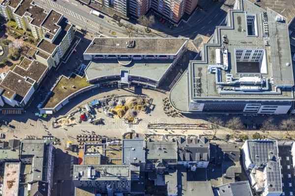 Aerial view, Robert-Brauner-Platz with Stadt Forum Herne, pedestrian zone Bahnhofstraße with