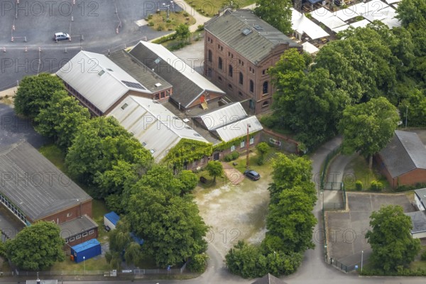 Aerial view, area former colliery Unser Fritz, artist colliery Unser Fritz 2/3, shaft 3, Unser