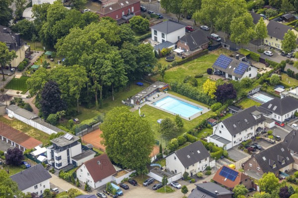 Aerial view, casino club Harmonie Unser Fritz 1959, swimming pool and tennis court Alleestraße,