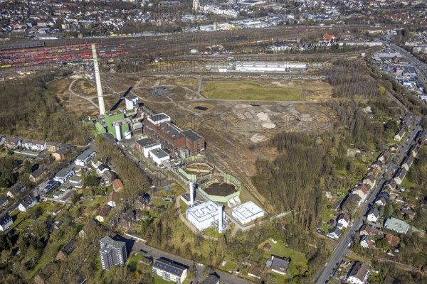 Aerial view, former Uniper power plant Shamrock, open space and construction site, former mine site