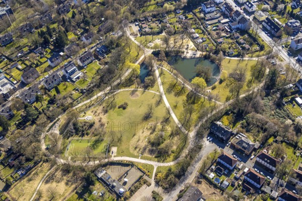 Aerial view, Dorneburger Park, local recreation area, green lung, Wanne-Süd, Herne, Ruhr area,