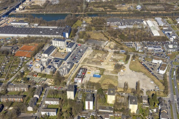 Aerial view, Kaiserquartier Herne, construction site with new construction of a residential complex