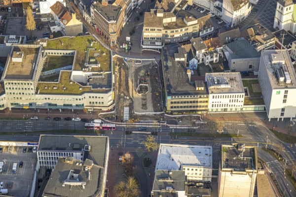 Aerial view, construction site Westentor am City-Center, federal road 63 Westring, centre, Hamm,
