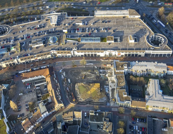 Aerial view, Allee-Center shopping centre with parking deck and Ritterpassage construction site