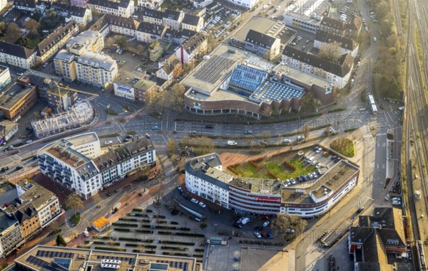 Aerial view, City with Platz der Deutschen Einheit, B&B HOTEL Hamm am Willy-Brandt-Platz, Centre,