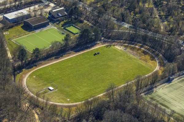 Aerial view, sports facility football stadium Kirchende of FC Herdecke-Ende, Westende, Herdecke,