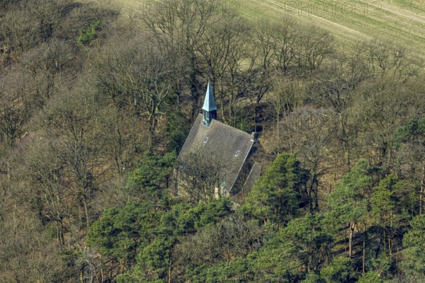 Aerial view, St. Elisabeth forest chapel in Ostende, Herdecke, Ruhr area, North Rhine-Westphalia,