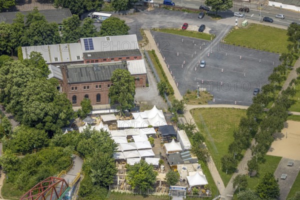 Aerial view, Steinmeister's beer garden - Oskar am Kanal im Kulturpark Unser Fritz, area former
