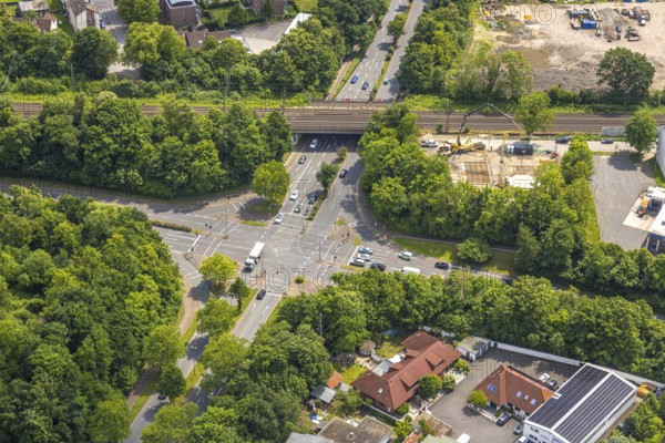 Aerial view, railway bridge at the intersection of Berlinerstrasse and Wakefieldstrasse,