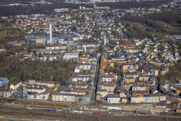 Aerial view, city centre with Alleestraße and railway tracks at the main station, on the left the