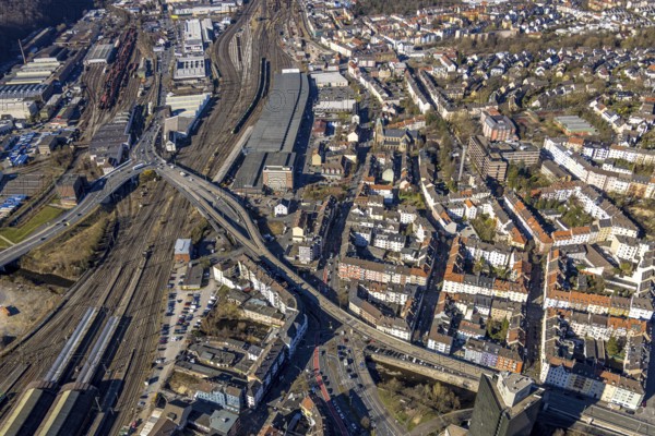 Aerial view, elevated road Eckeseyer Straße, Altenhagener Brücke, federal road B54, Altenhagen,