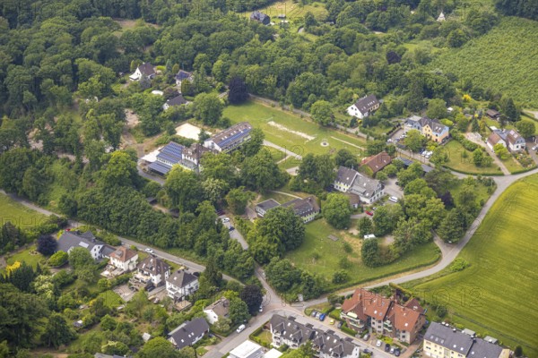 Aerial view, Beluga (sturgeon), roof with solar panels, Hattingen, Ruhr area, North
